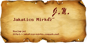 Jakatics Mirkó névjegykártya